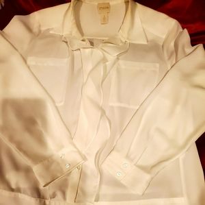 Beautiful CHICOS white grill collars blouse
